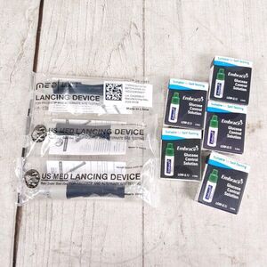 EXPIRED but SEALED - 5x Embrace Blood Glucose Control Solution + LANCING DEVICES